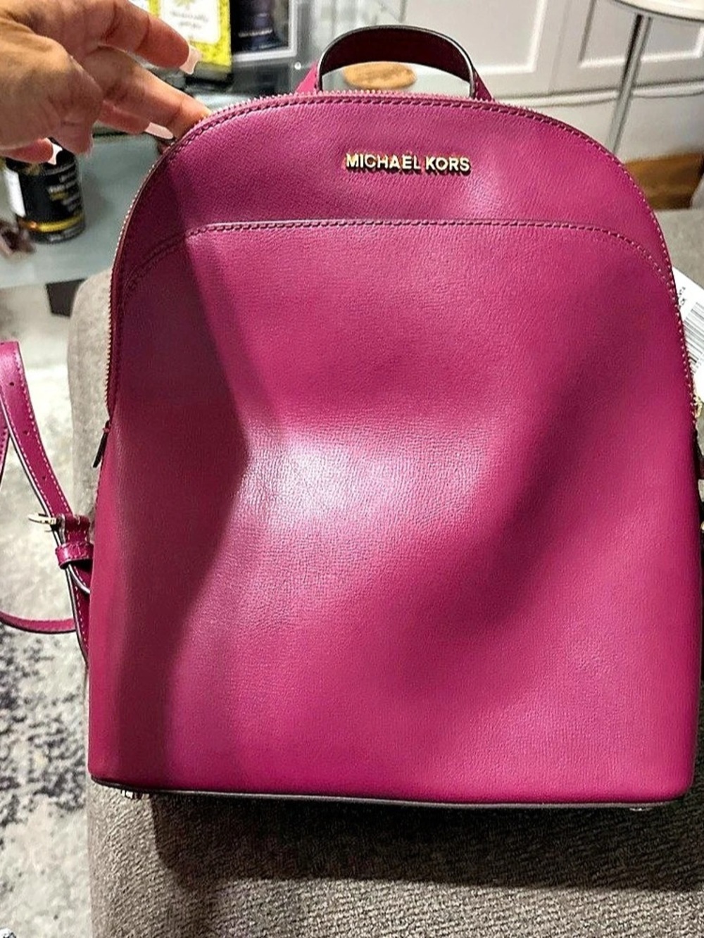 Michael Kors LG Dome Backpack Leather Backpack in Pink NWT